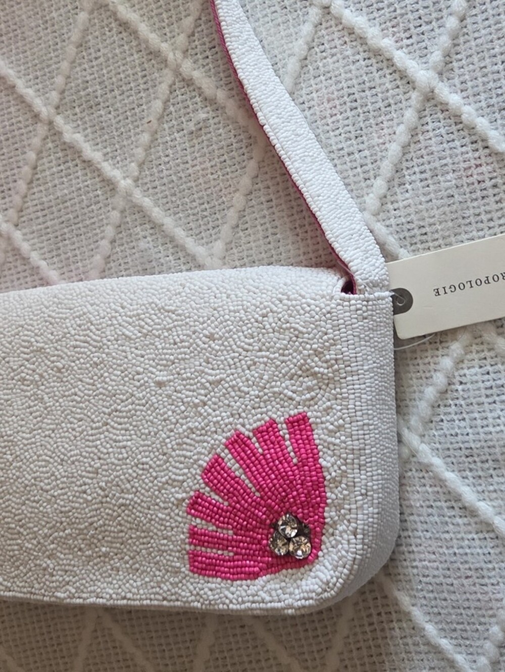 Anthropologie The Fiona Beaded Bag Floral Edition Celandine Pink - Picture 5 of 8